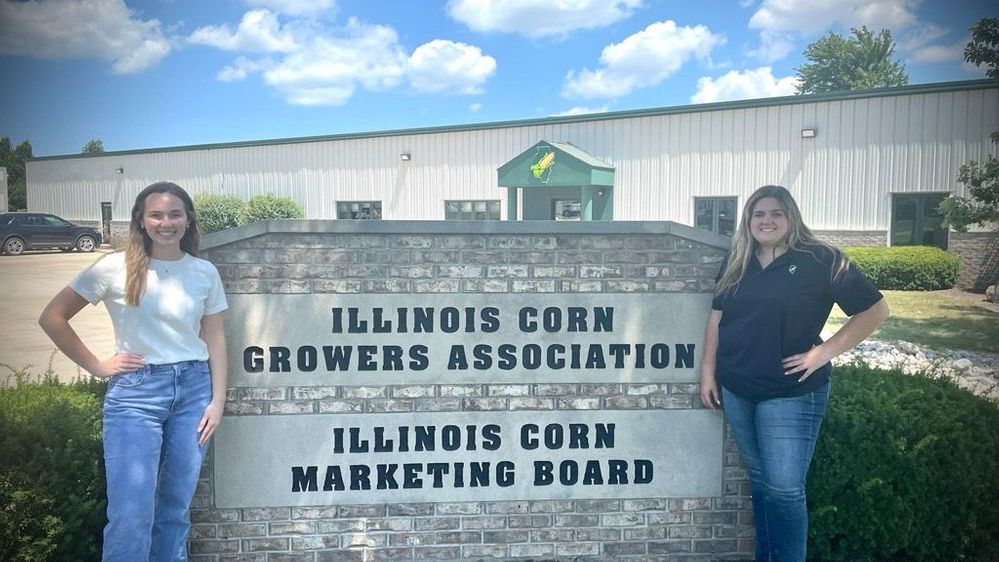 Brianna and Emily outside IL Corn office